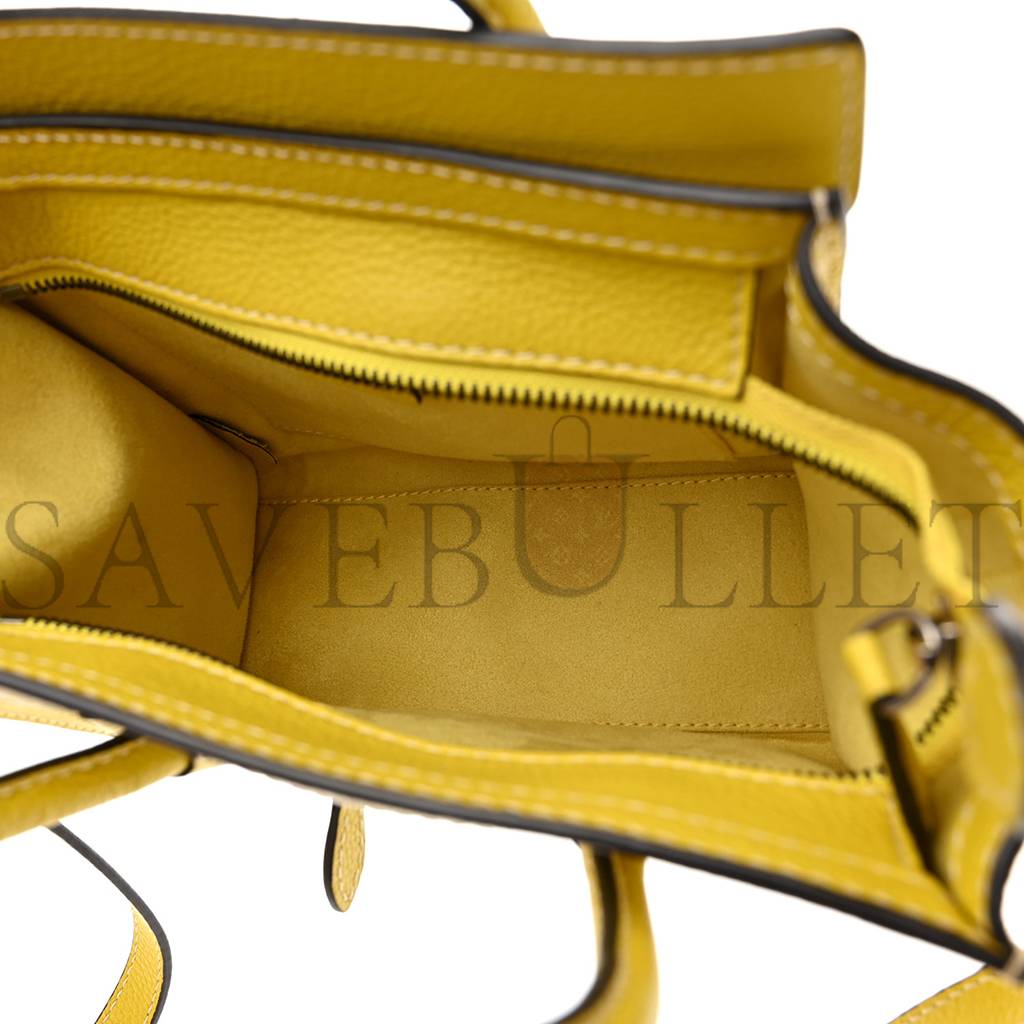 CELINE DRUMMED CALFSKIN NANO LUGGAGE CITRON (20*19*10cm) CELINE DRUMMED CALFSKIN NANO LUGGAGE CITRON (20*19*10cm)