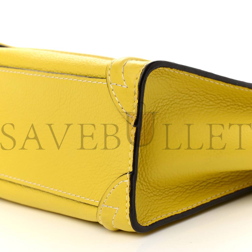 CELINE DRUMMED CALFSKIN NANO LUGGAGE CITRON (20*19*10cm) CELINE DRUMMED CALFSKIN NANO LUGGAGE CITRON (20*19*10cm)