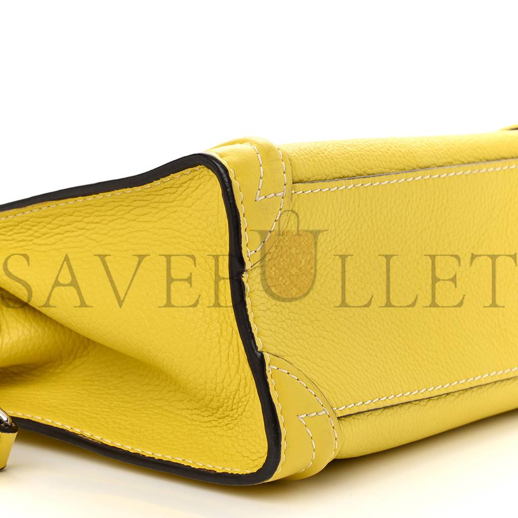 CELINE DRUMMED CALFSKIN NANO LUGGAGE CITRON (20*19*10cm) CELINE DRUMMED CALFSKIN NANO LUGGAGE CITRON (20*19*10cm)