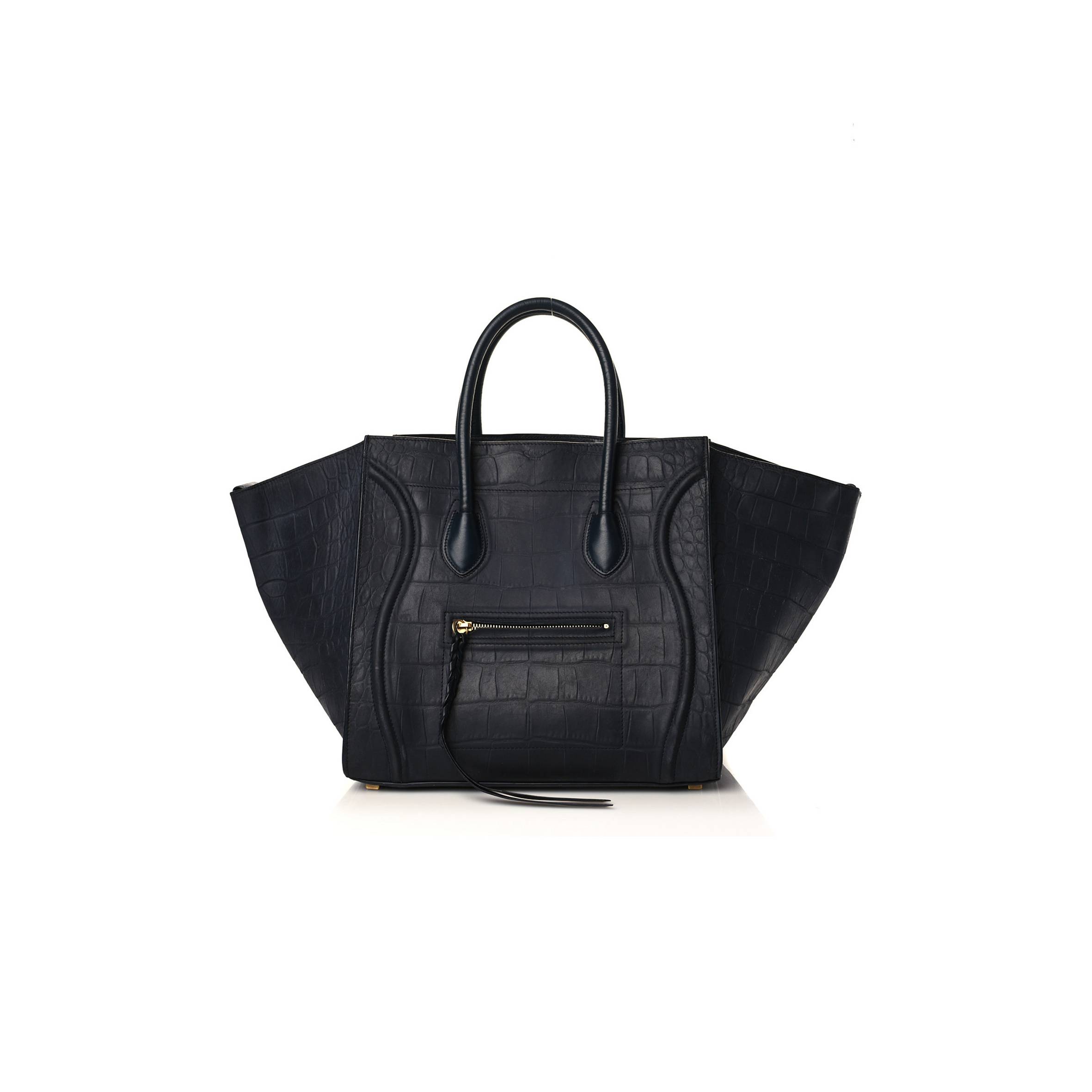CELINE CROCODILE EMBOSSED CALFSKIN MEDIUM PHANTOM LUGGAGE NAVY BLUE (30*27*24cm) CELINE CROCODILE EMBOSSED CALFSKIN MEDIUM PHANTOM LUGGAGE NAVY BLUE (30*27*24cm)