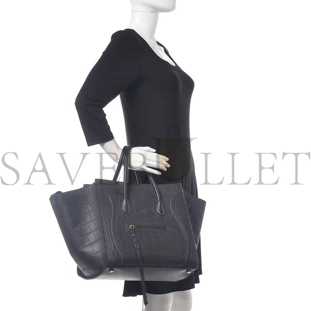 CELINE CROCODILE EMBOSSED CALFSKIN MEDIUM PHANTOM LUGGAGE NAVY BLUE (30*27*24cm) CELINE CROCODILE EMBOSSED CALFSKIN MEDIUM PHANTOM LUGGAGE NAVY BLUE (30*27*24cm)