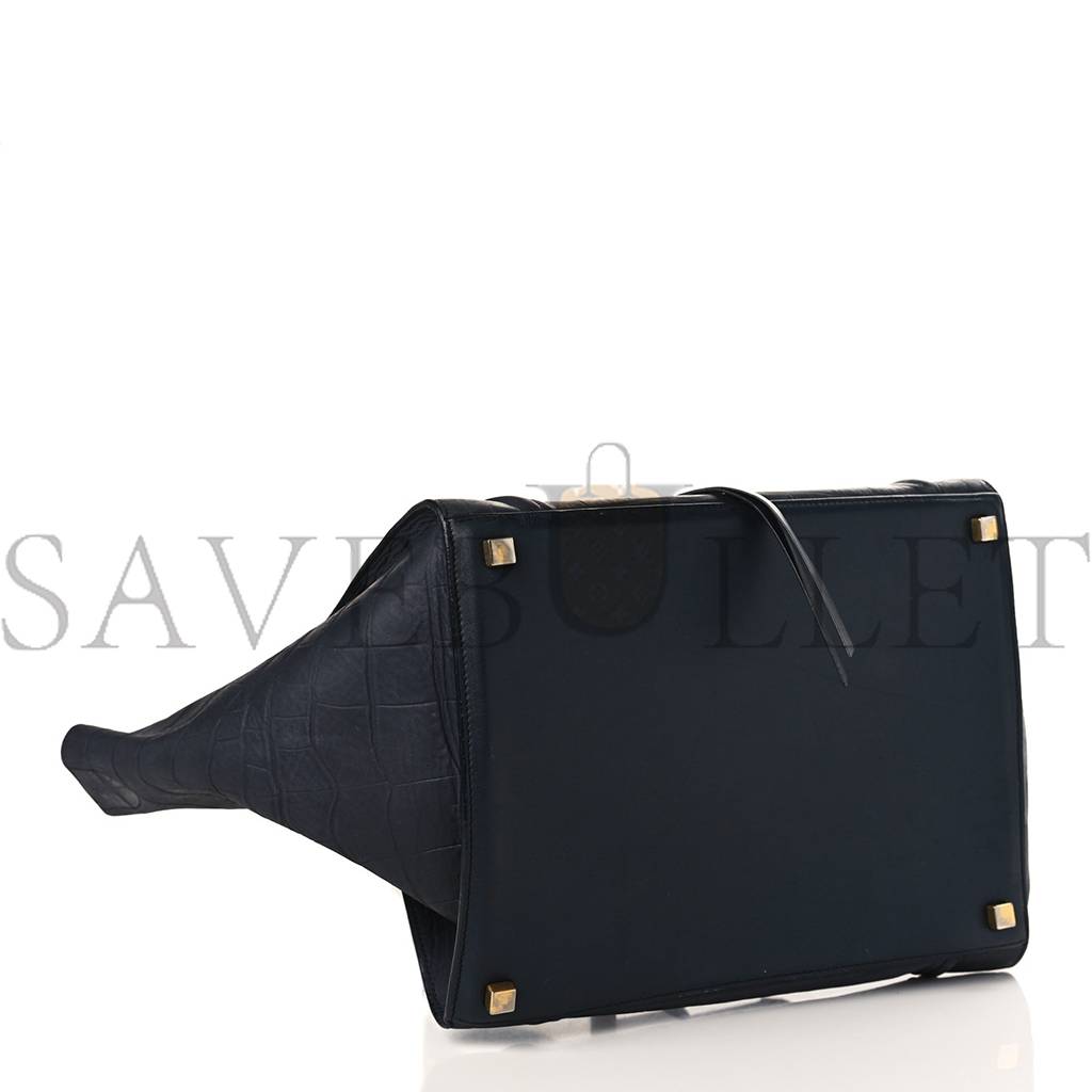 CELINE CROCODILE EMBOSSED CALFSKIN MEDIUM PHANTOM LUGGAGE NAVY BLUE (30*27*24cm) CELINE CROCODILE EMBOSSED CALFSKIN MEDIUM PHANTOM LUGGAGE NAVY BLUE (30*27*24cm)