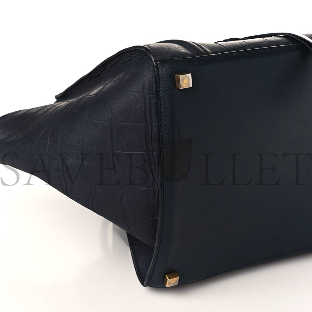CELINE CROCODILE EMBOSSED CALFSKIN MEDIUM PHANTOM LUGGAGE NAVY BLUE (30*27*24cm) CELINE CROCODILE EMBOSSED CALFSKIN MEDIUM PHANTOM LUGGAGE NAVY BLUE (30*27*24cm)