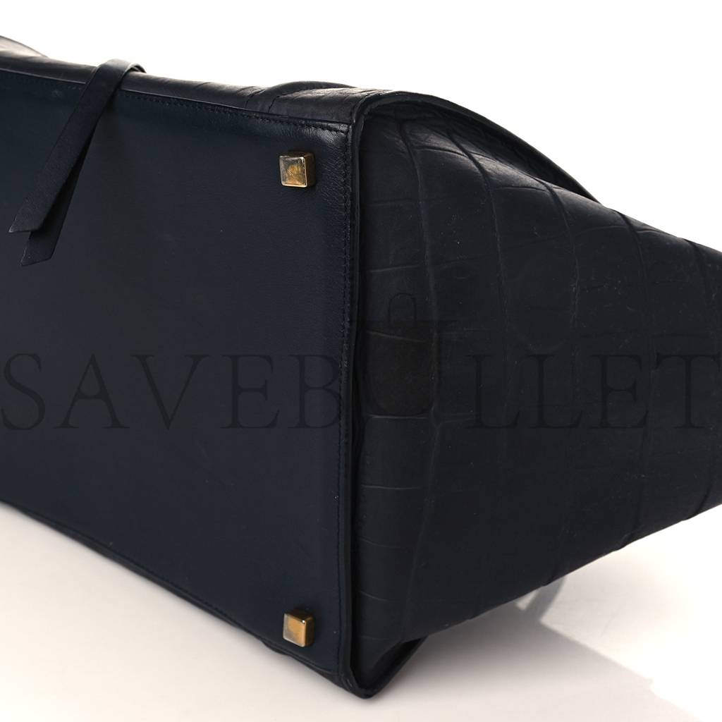 CELINE CROCODILE EMBOSSED CALFSKIN MEDIUM PHANTOM LUGGAGE NAVY BLUE (30*27*24cm) CELINE CROCODILE EMBOSSED CALFSKIN MEDIUM PHANTOM LUGGAGE NAVY BLUE (30*27*24cm)