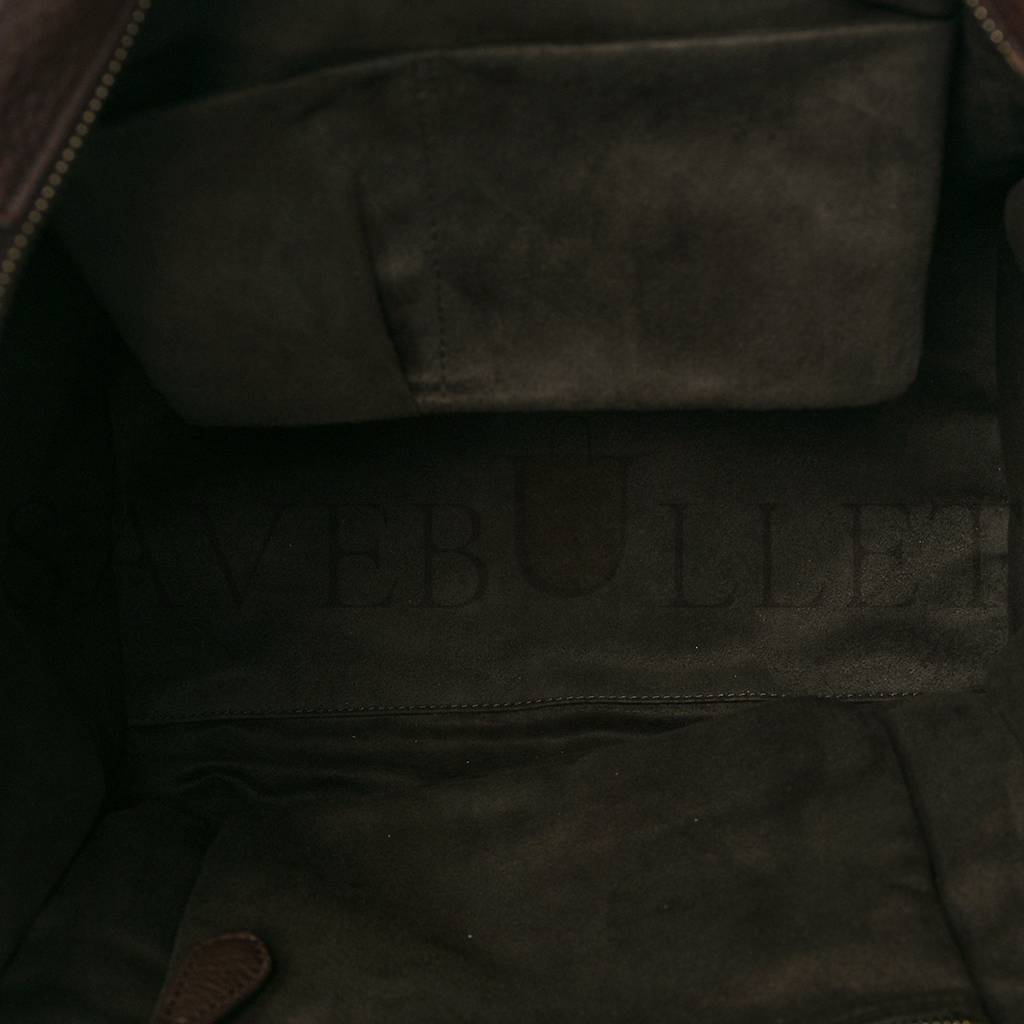 CELINE DRUMMED CALFSKIN MINI LUGGAGE DARK BROWN (30*29*18cm) CELINE DRUMMED CALFSKIN MINI LUGGAGE DARK BROWN (30*29*18cm)