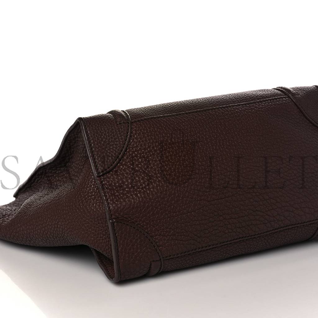 CELINE DRUMMED CALFSKIN MINI LUGGAGE DARK BROWN (30*29*18cm) CELINE DRUMMED CALFSKIN MINI LUGGAGE DARK BROWN (30*29*18cm)