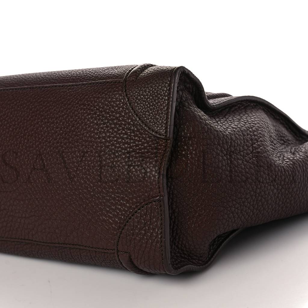 CELINE DRUMMED CALFSKIN MINI LUGGAGE DARK BROWN (30*29*18cm) CELINE DRUMMED CALFSKIN MINI LUGGAGE DARK BROWN (30*29*18cm)