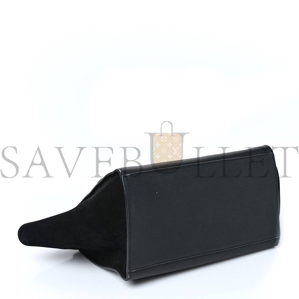 CELINE DRUMMED CALFSKIN SUEDE MEDIUM TRAPEZE BLACK (30*22*18cm) CELINE DRUMMED CALFSKIN SUEDE MEDIUM TRAPEZE BLACK (30*22*18cm)
