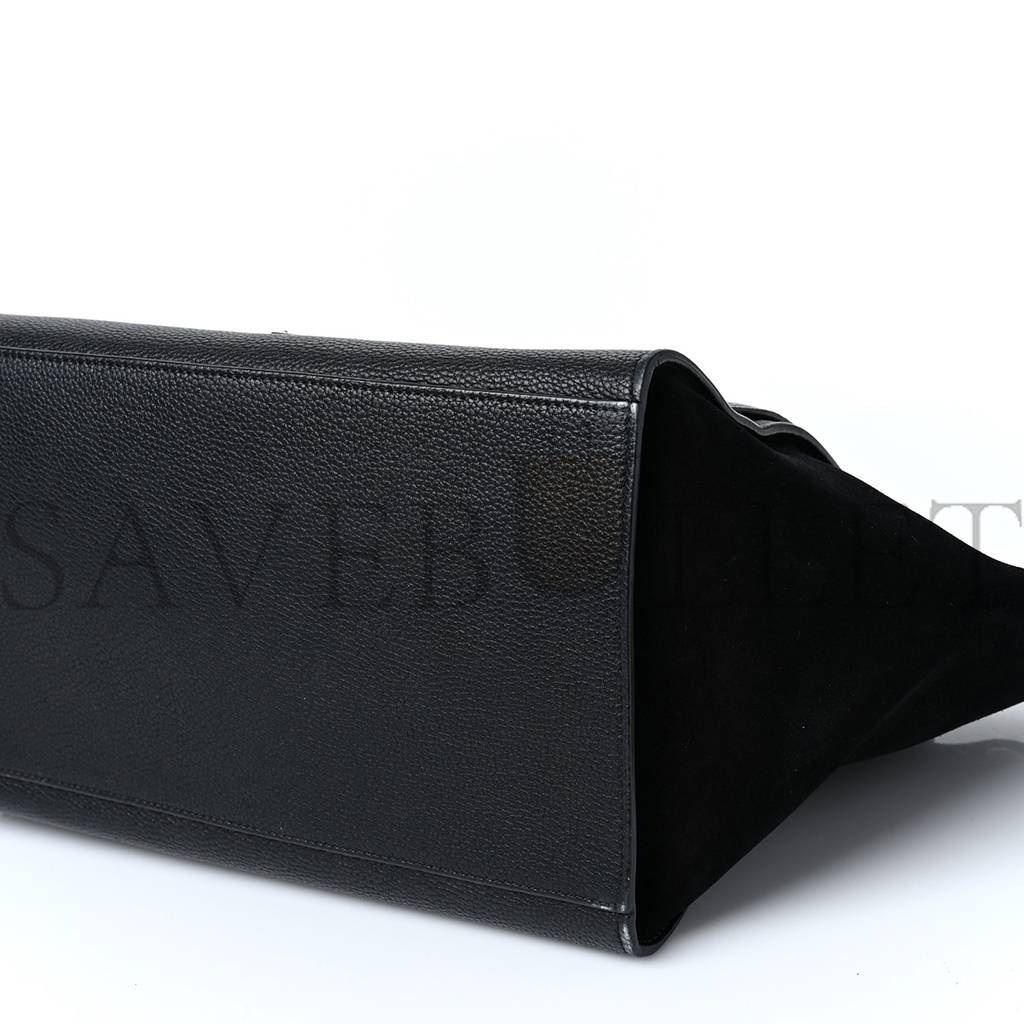 CELINE DRUMMED CALFSKIN SUEDE MEDIUM TRAPEZE BLACK (30*22*18cm) CELINE DRUMMED CALFSKIN SUEDE MEDIUM TRAPEZE BLACK (30*22*18cm)
