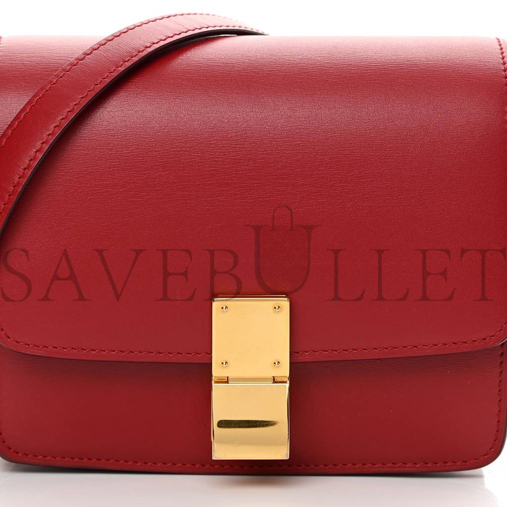 CELINE SMOOTH CALFSKIN SMALL CLASSIC BOX FLAP BAG RED (17*15*7cm) CELINE SMOOTH CALFSKIN SMALL CLASSIC BOX FLAP BAG RED (17*15*7cm)