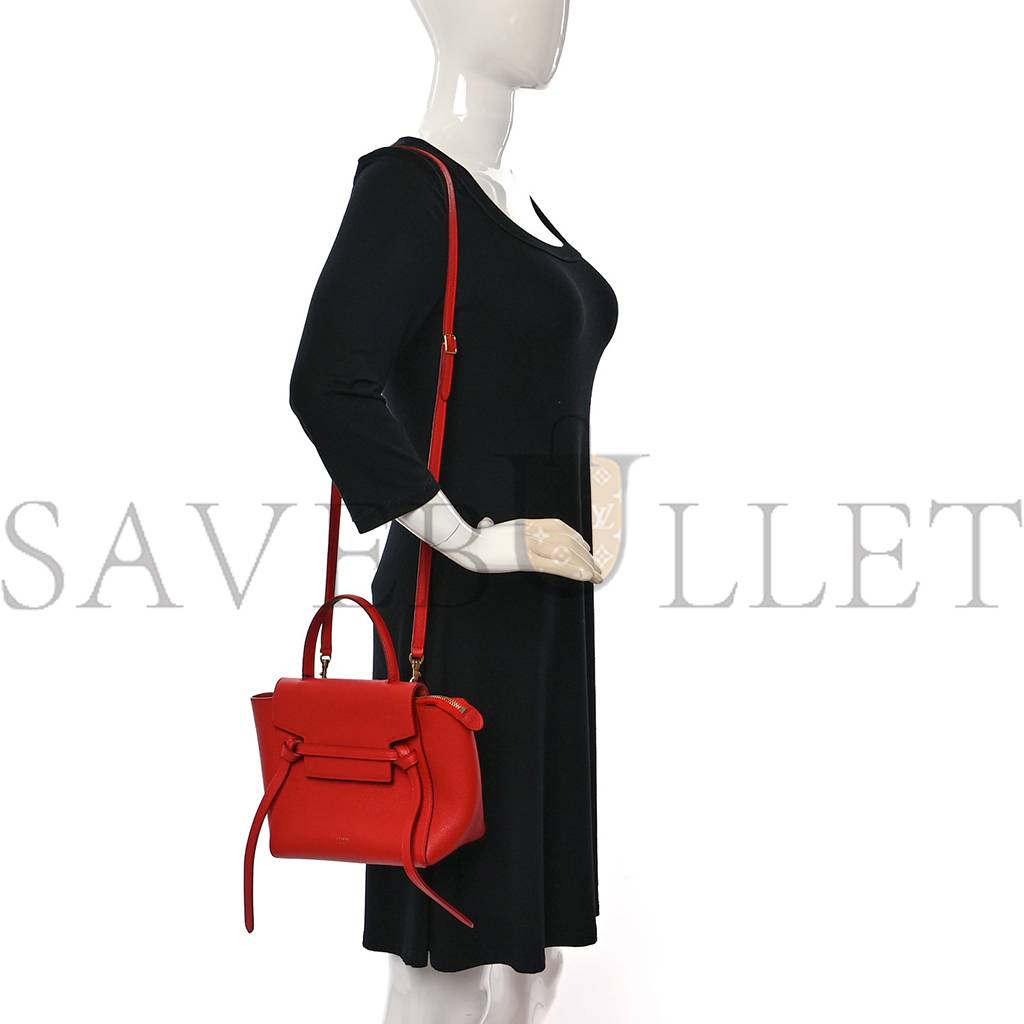 CELINE GRAINED CALFSKIN NANO BELT BAG CARNELIAN (20*20*12cm) CELINE GRAINED CALFSKIN NANO BELT BAG CARNELIAN (20*20*12cm)
