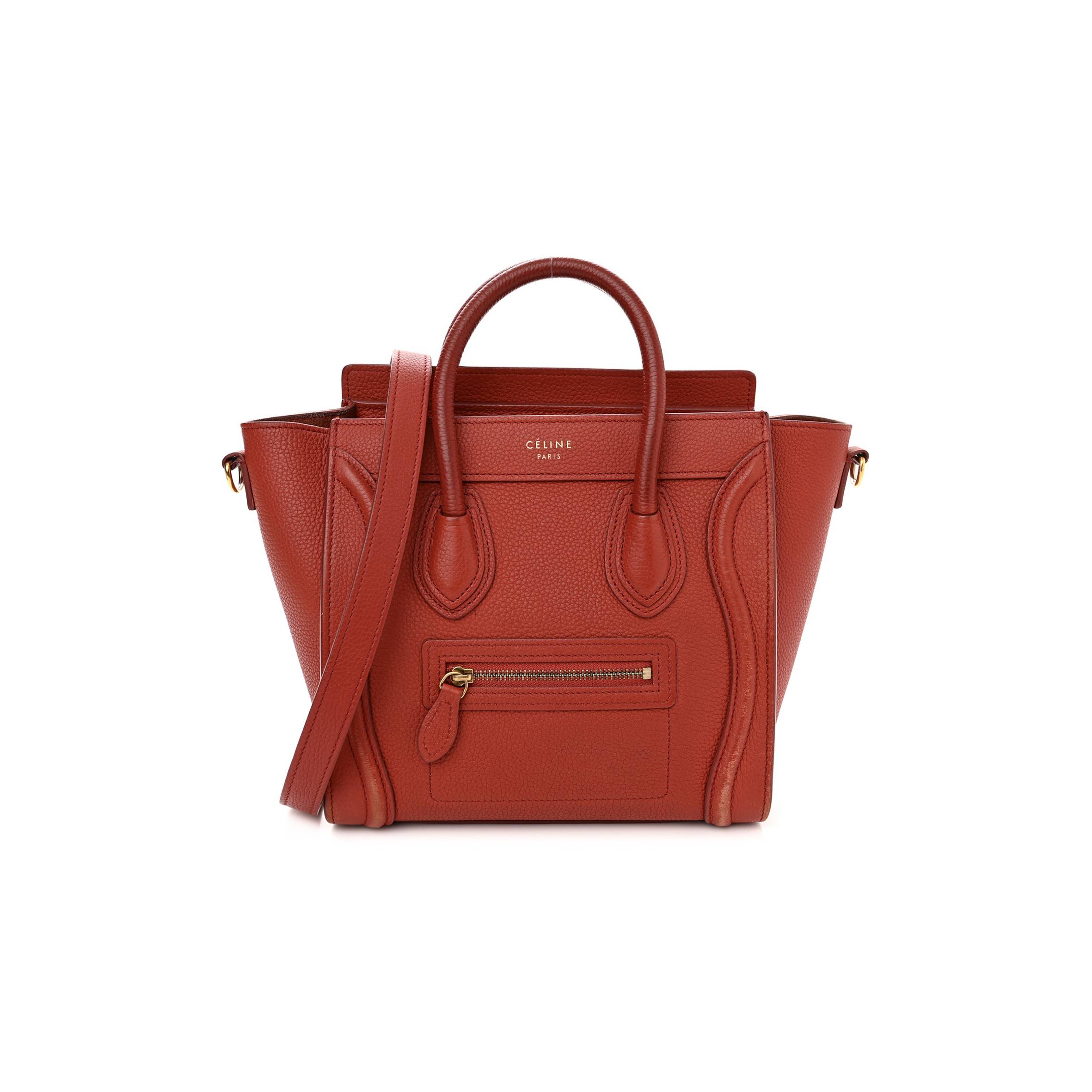 CELINE DRUMMED CALFSKIN NANO LUGGAGE RED (20*20*10cm) CELINE DRUMMED CALFSKIN NANO LUGGAGE RED (20*20*10cm)