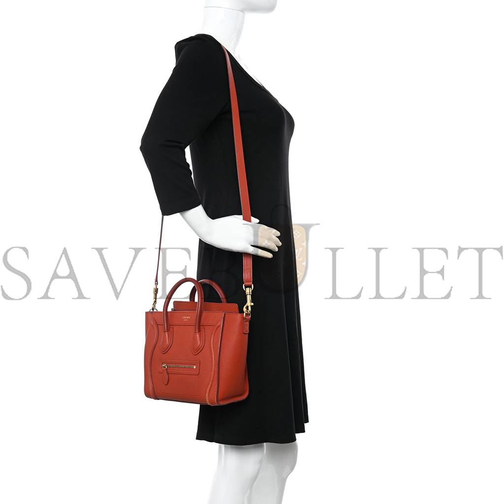 CELINE DRUMMED CALFSKIN NANO LUGGAGE RED (20*20*10cm) CELINE DRUMMED CALFSKIN NANO LUGGAGE RED (20*20*10cm)