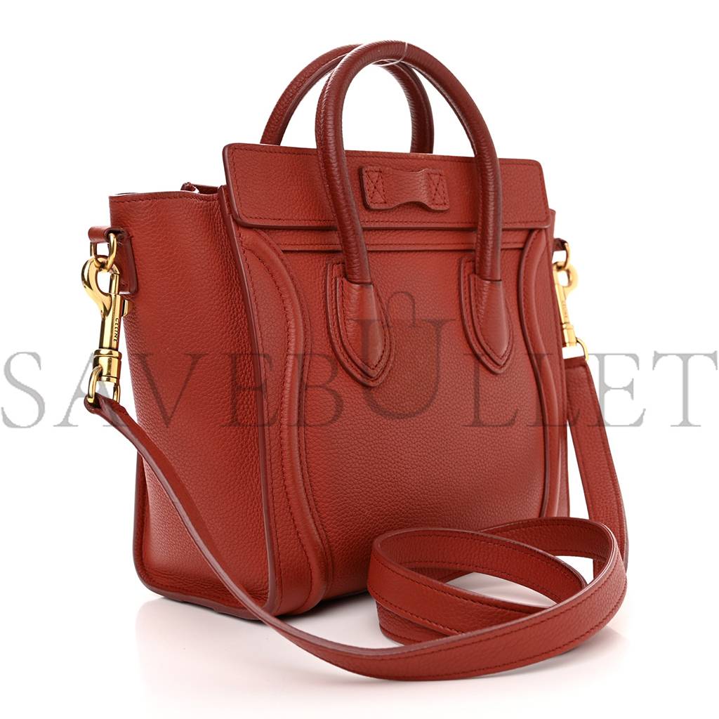 CELINE DRUMMED CALFSKIN NANO LUGGAGE RED (20*20*10cm) CELINE DRUMMED CALFSKIN NANO LUGGAGE RED (20*20*10cm)