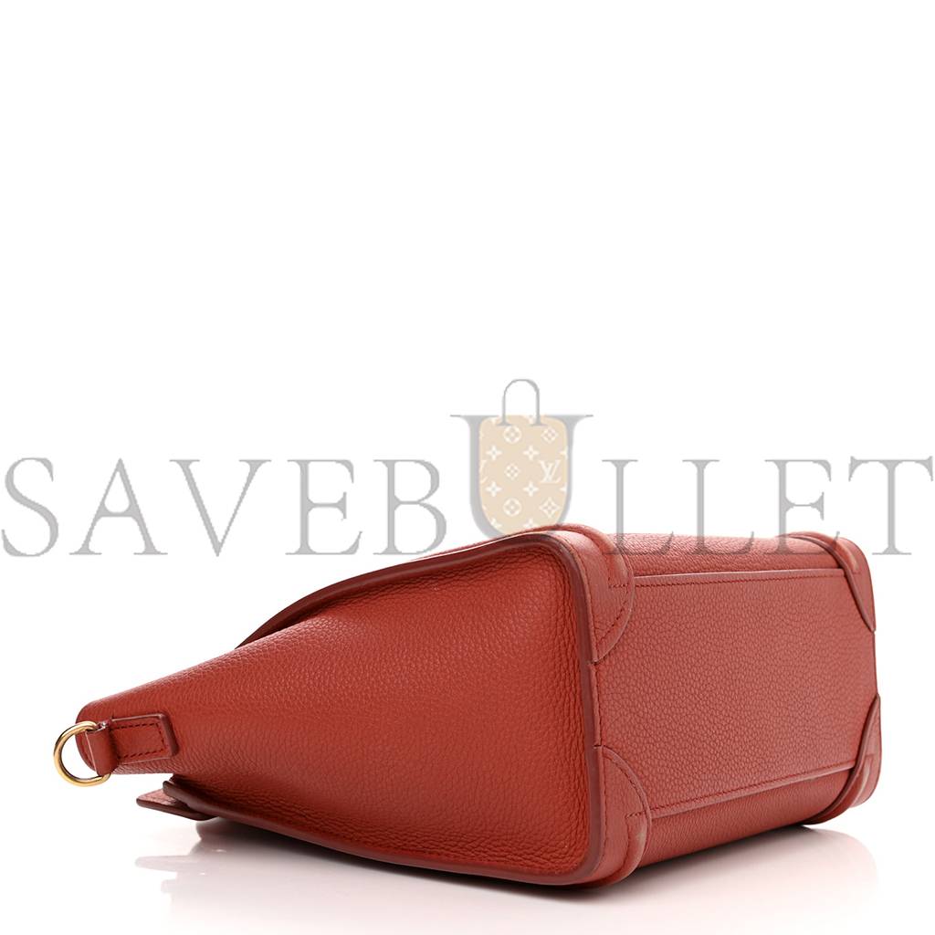 CELINE DRUMMED CALFSKIN NANO LUGGAGE RED (20*20*10cm) CELINE DRUMMED CALFSKIN NANO LUGGAGE RED (20*20*10cm)