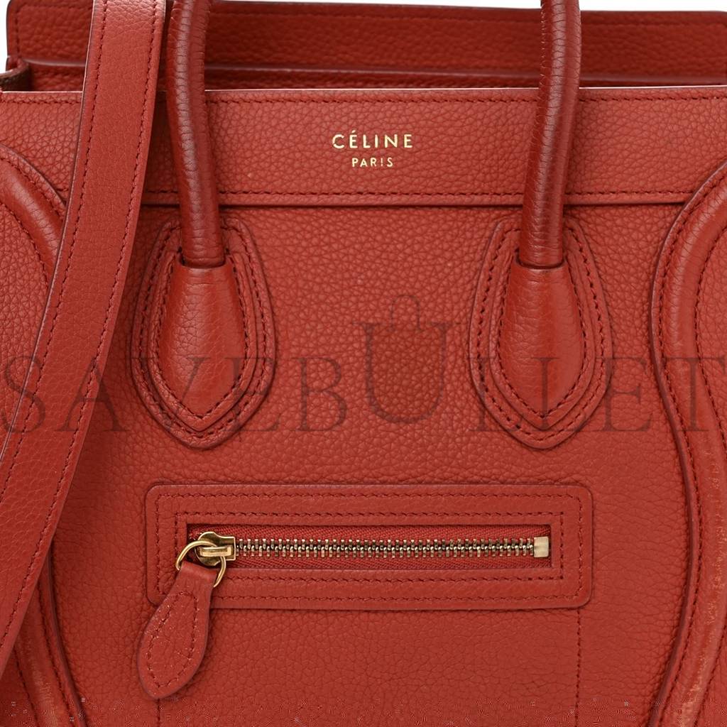 CELINE DRUMMED CALFSKIN NANO LUGGAGE RED (20*20*10cm) CELINE DRUMMED CALFSKIN NANO LUGGAGE RED (20*20*10cm)