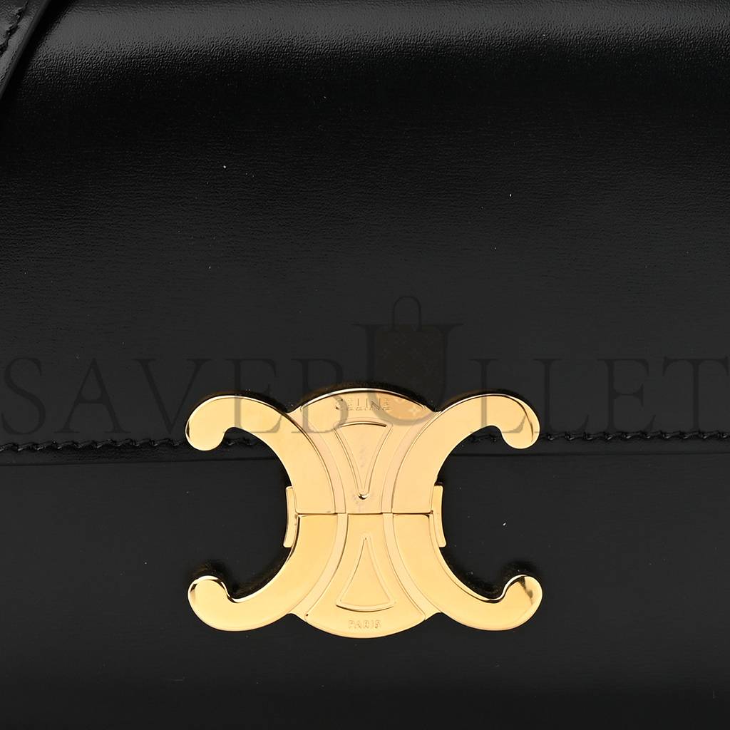 CELINE SHINY CALFSKIN TEEN TRIOMPHE BLACK (18*13*6cm) CELINE SHINY CALFSKIN TEEN TRIOMPHE BLACK (18*13*6cm)
