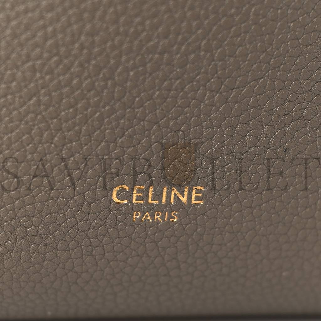 CELINE SOFT GRAINED CALFSKIN SMALL SANGLE BUCKET BAG TAUPE (25*18*12cm) CELINE SOFT GRAINED CALFSKIN SMALL SANGLE BUCKET BAG TAUPE (25*18*12cm)