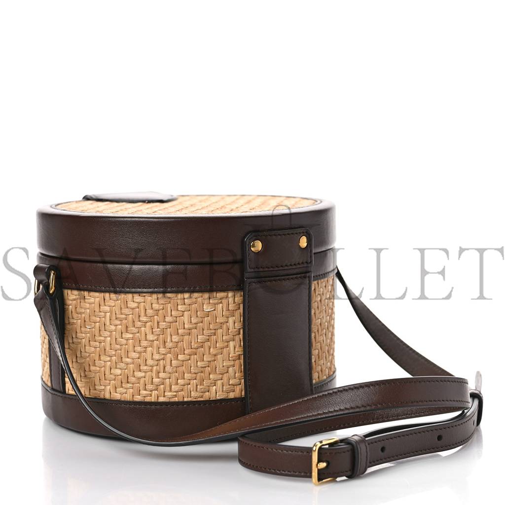 CELINE RAFFIA CALFSKIN TRIOMPHE MEDIUM TAMBOUR BAG NATURAL (18*18*12cm) CELINE RAFFIA CALFSKIN TRIOMPHE MEDIUM TAMBOUR BAG NATURAL (18*18*12cm)