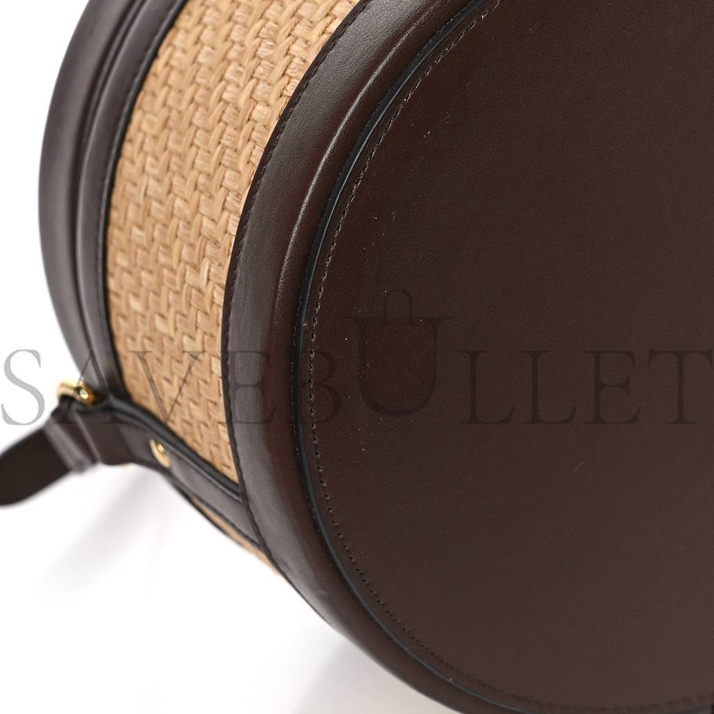 CELINE RAFFIA CALFSKIN TRIOMPHE MEDIUM TAMBOUR BAG NATURAL (18*18*12cm) CELINE RAFFIA CALFSKIN TRIOMPHE MEDIUM TAMBOUR BAG NATURAL (18*18*12cm)