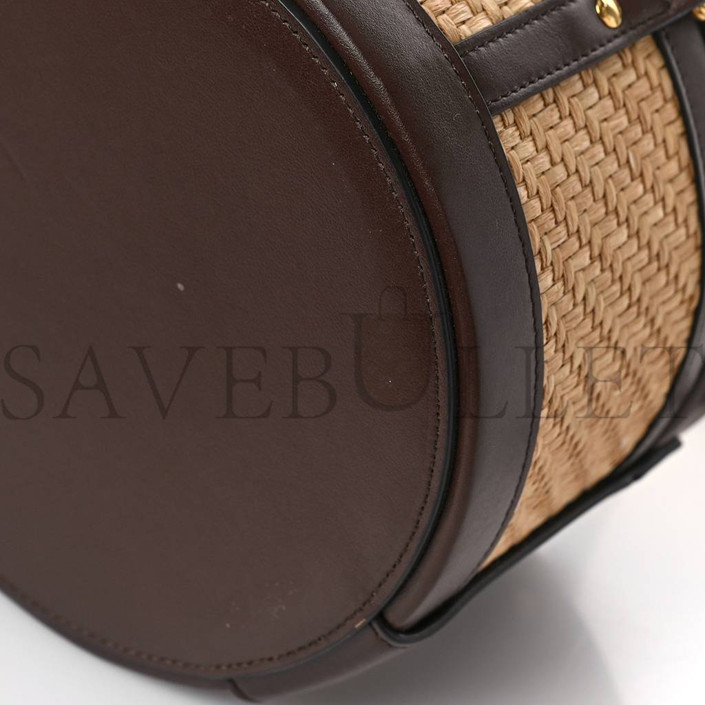 CELINE RAFFIA CALFSKIN TRIOMPHE MEDIUM TAMBOUR BAG NATURAL (18*18*12cm) CELINE RAFFIA CALFSKIN TRIOMPHE MEDIUM TAMBOUR BAG NATURAL (18*18*12cm)