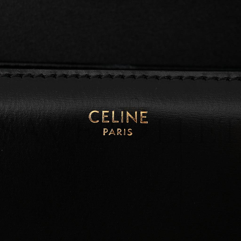 CELINE SHINY CALFSKIN TEEN TRIOMPHE BLACK (19*14*6cm) CELINE SHINY CALFSKIN TEEN TRIOMPHE BLACK (19*14*6cm)