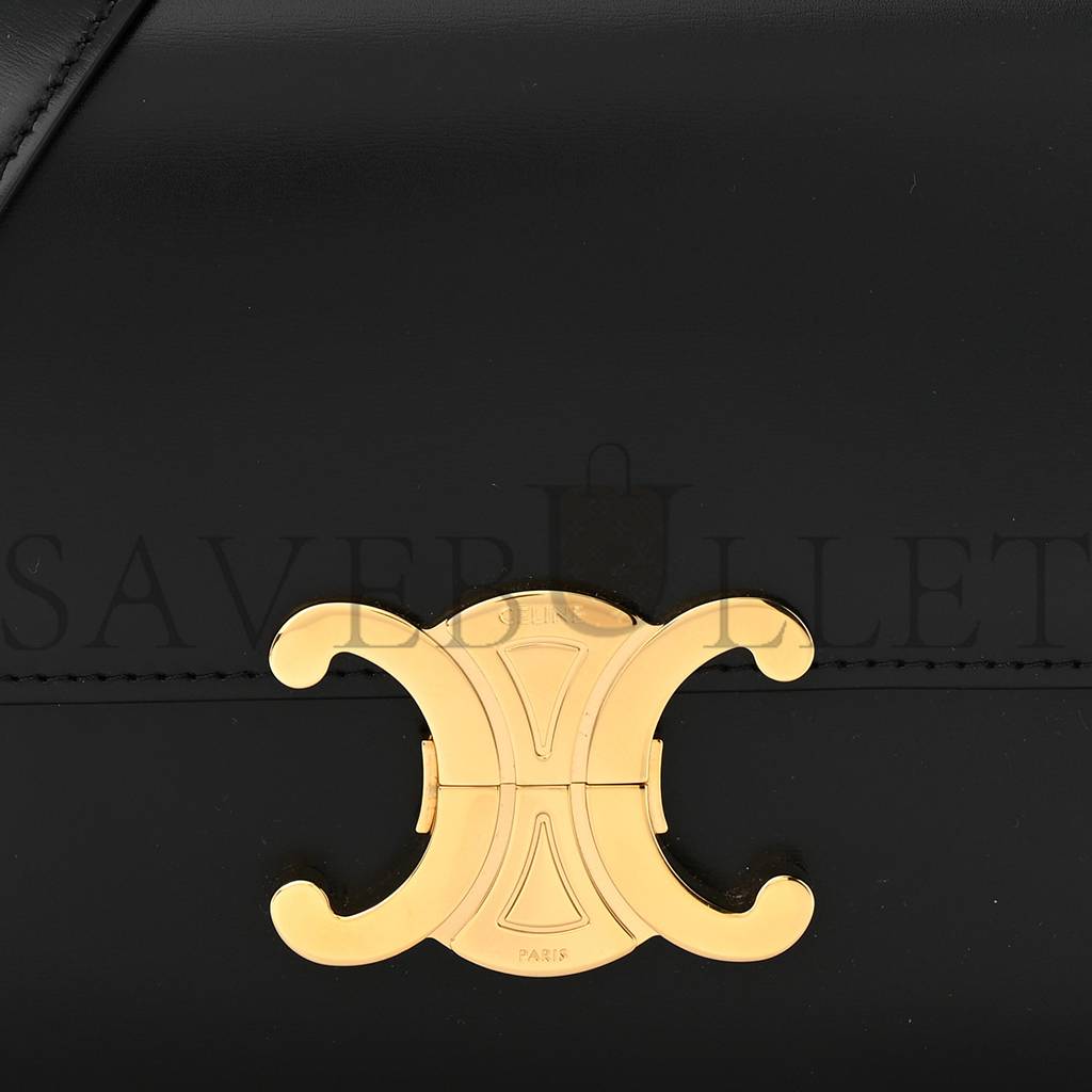 CELINE SHINY CALFSKIN TEEN TRIOMPHE BLACK (19*14*6cm) CELINE SHINY CALFSKIN TEEN TRIOMPHE BLACK (19*14*6cm)