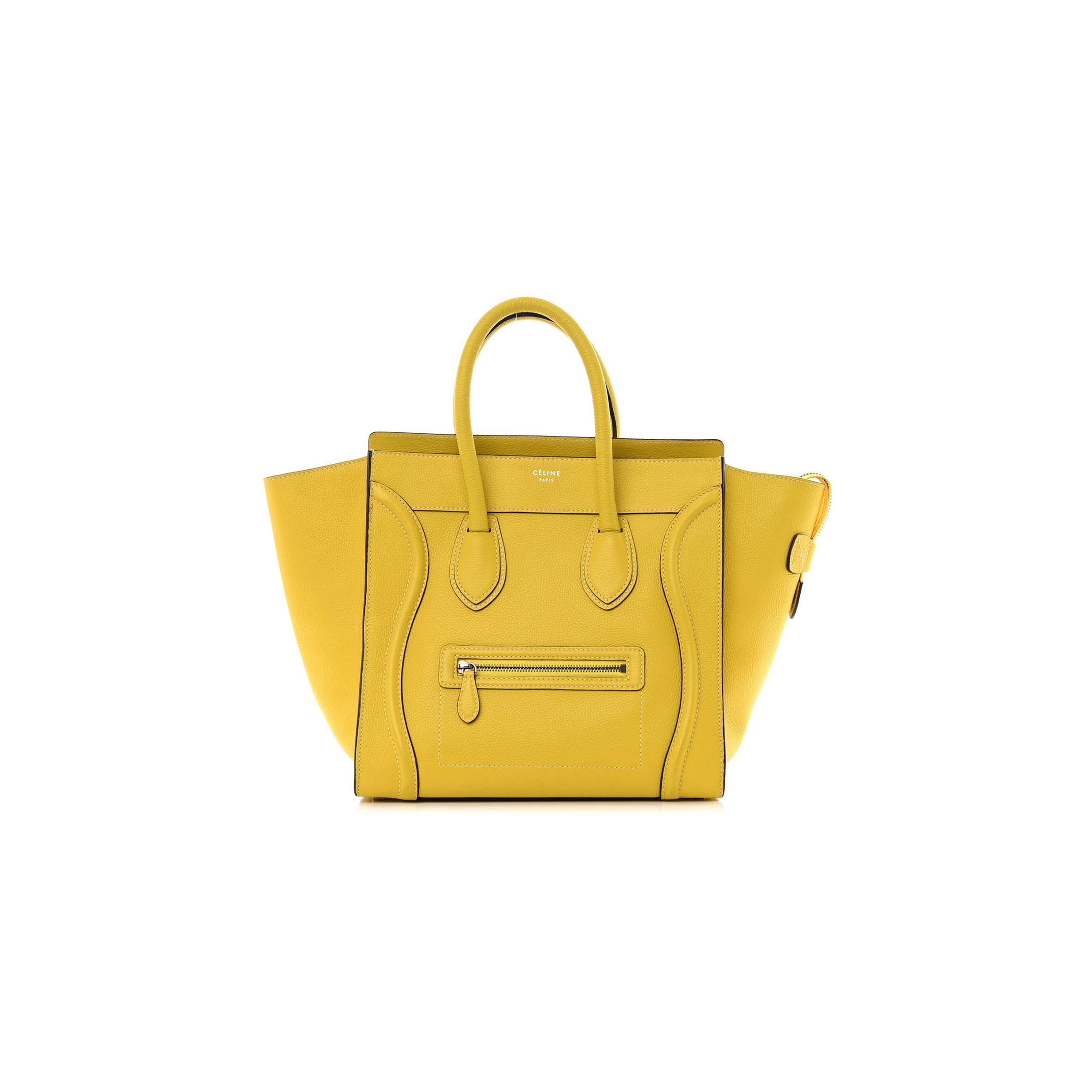 CELINE DRUMMED CALFSKIN MINI LUGGAGE CITRON (30*29*17cm) CELINE DRUMMED CALFSKIN MINI LUGGAGE CITRON (30*29*17cm)