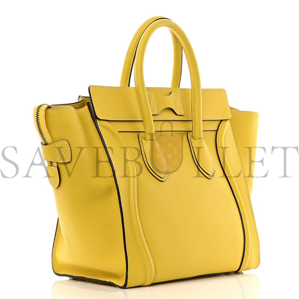 CELINE DRUMMED CALFSKIN MINI LUGGAGE CITRON (30*29*17cm) CELINE DRUMMED CALFSKIN MINI LUGGAGE CITRON (30*29*17cm)
