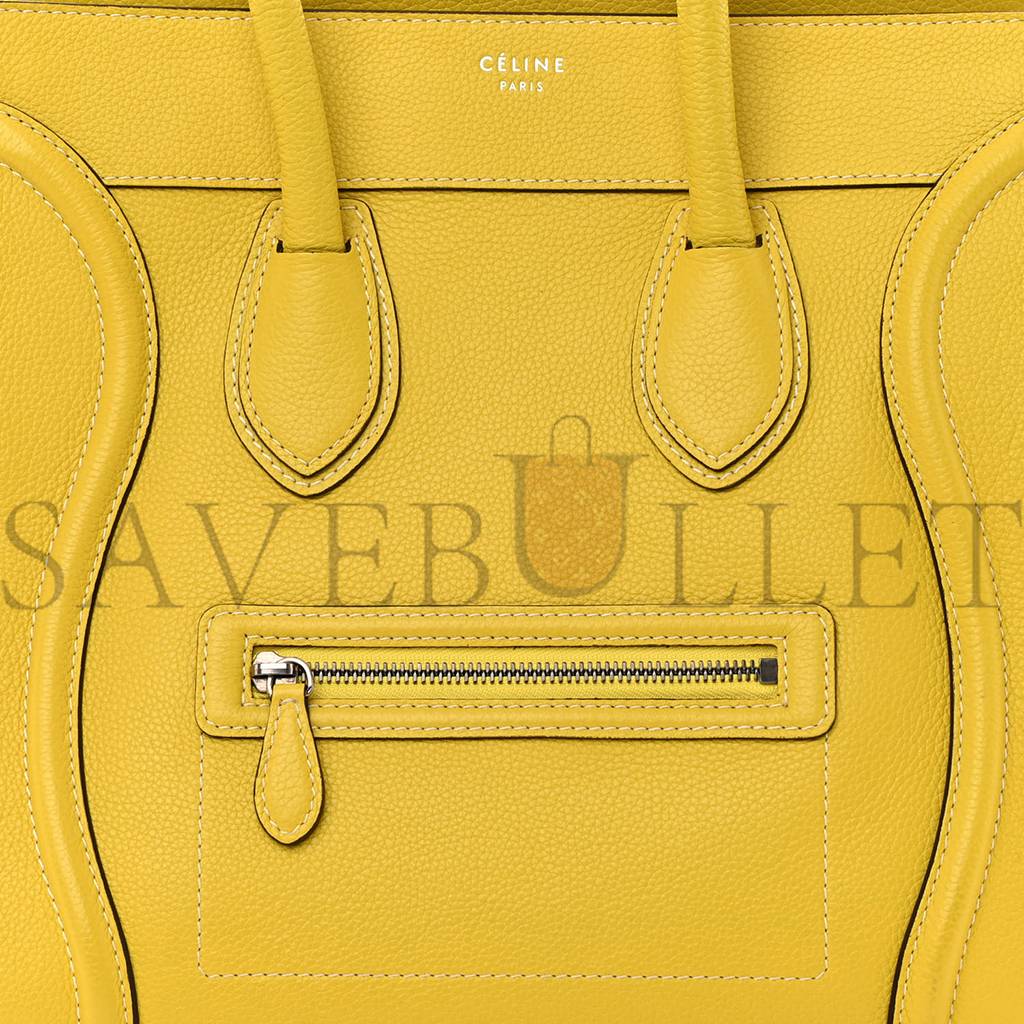 CELINE DRUMMED CALFSKIN MINI LUGGAGE CITRON (30*29*17cm) CELINE DRUMMED CALFSKIN MINI LUGGAGE CITRON (30*29*17cm)