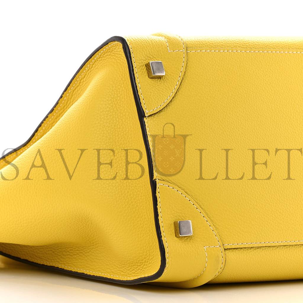 CELINE DRUMMED CALFSKIN MINI LUGGAGE CITRON (30*29*17cm) CELINE DRUMMED CALFSKIN MINI LUGGAGE CITRON (30*29*17cm)