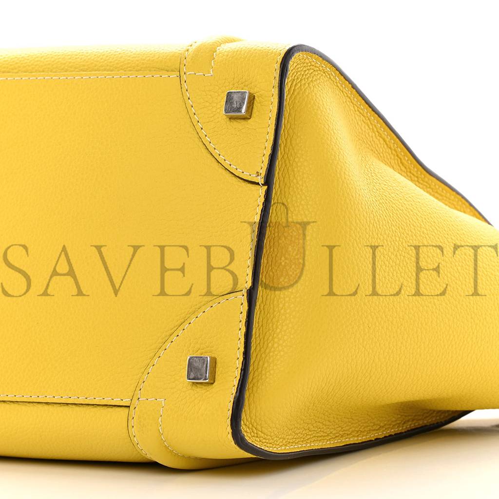 CELINE DRUMMED CALFSKIN MINI LUGGAGE CITRON (30*29*17cm) CELINE DRUMMED CALFSKIN MINI LUGGAGE CITRON (30*29*17cm)