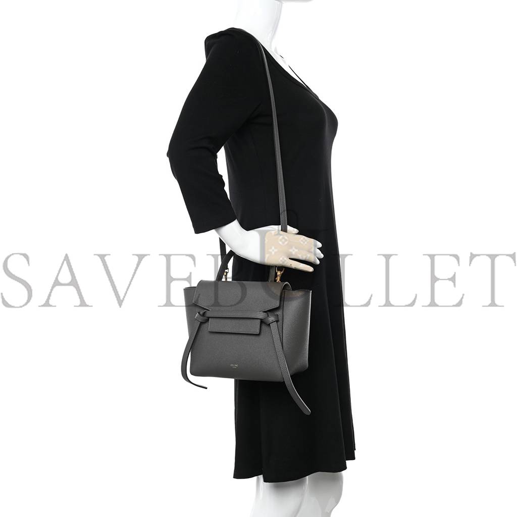 CELINE GRAINED CALFSKIN NANO BELT BAG GREY (20*17*11cm) CELINE GRAINED CALFSKIN NANO BELT BAG GREY (20*17*11cm)