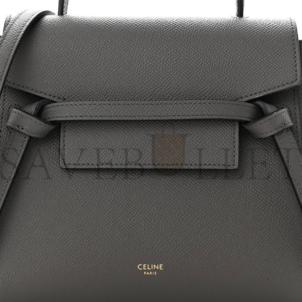 CELINE GRAINED CALFSKIN NANO BELT BAG GREY (20*17*11cm) CELINE GRAINED CALFSKIN NANO BELT BAG GREY (20*17*11cm)
