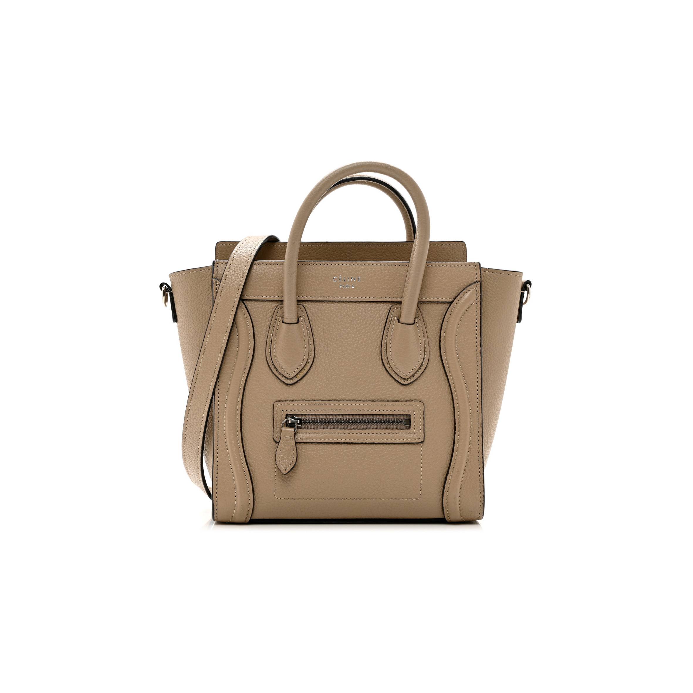 CELINE DRUMMED CALFSKIN NANO LUGGAGE DUNE (21*20*10cm) CELINE DRUMMED CALFSKIN NANO LUGGAGE DUNE (21*20*10cm)