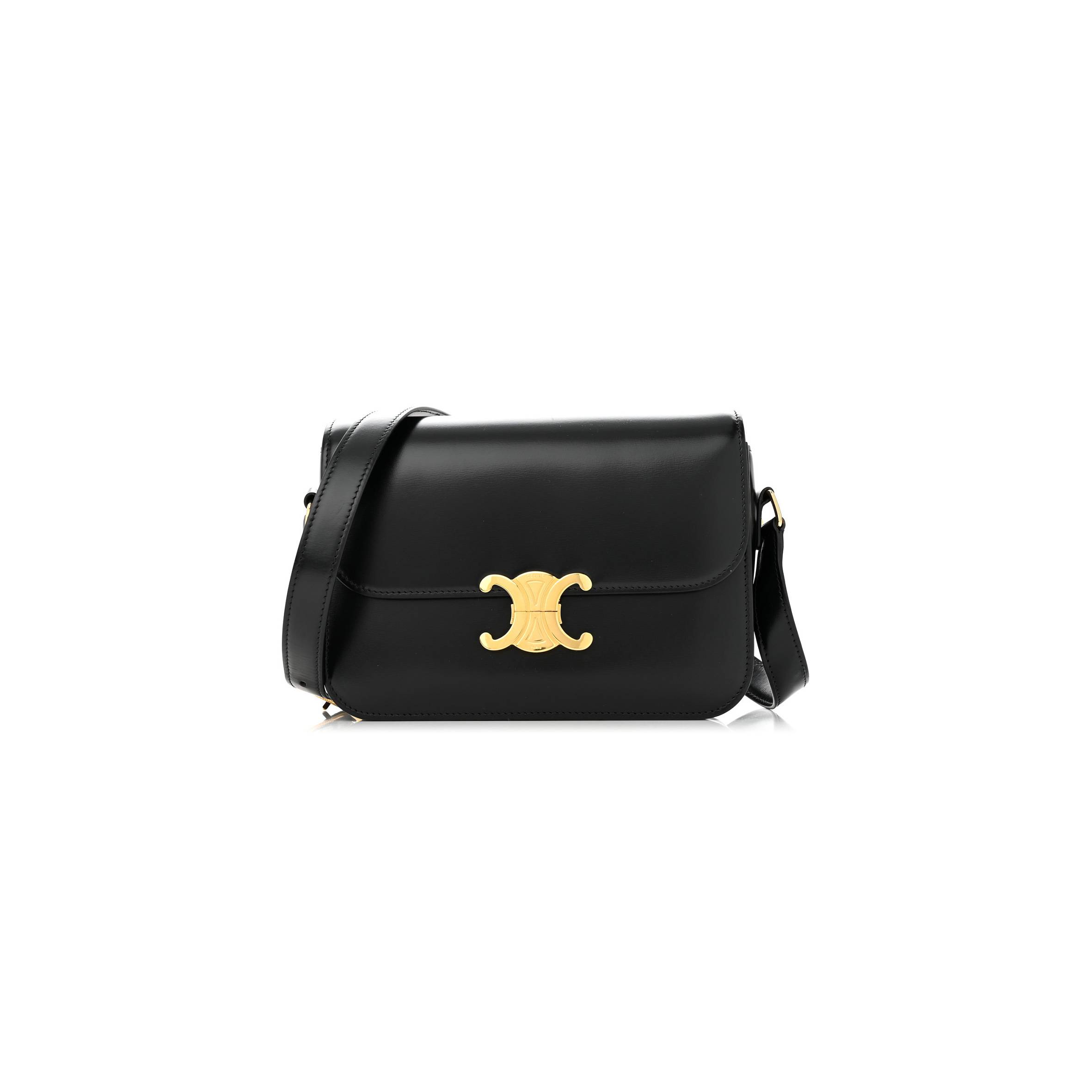 CELINE SHINY CALFSKIN MEDIUM TRIOMPHE BLACK (23*15*5cm) CELINE SHINY CALFSKIN MEDIUM TRIOMPHE BLACK (23*15*5cm)