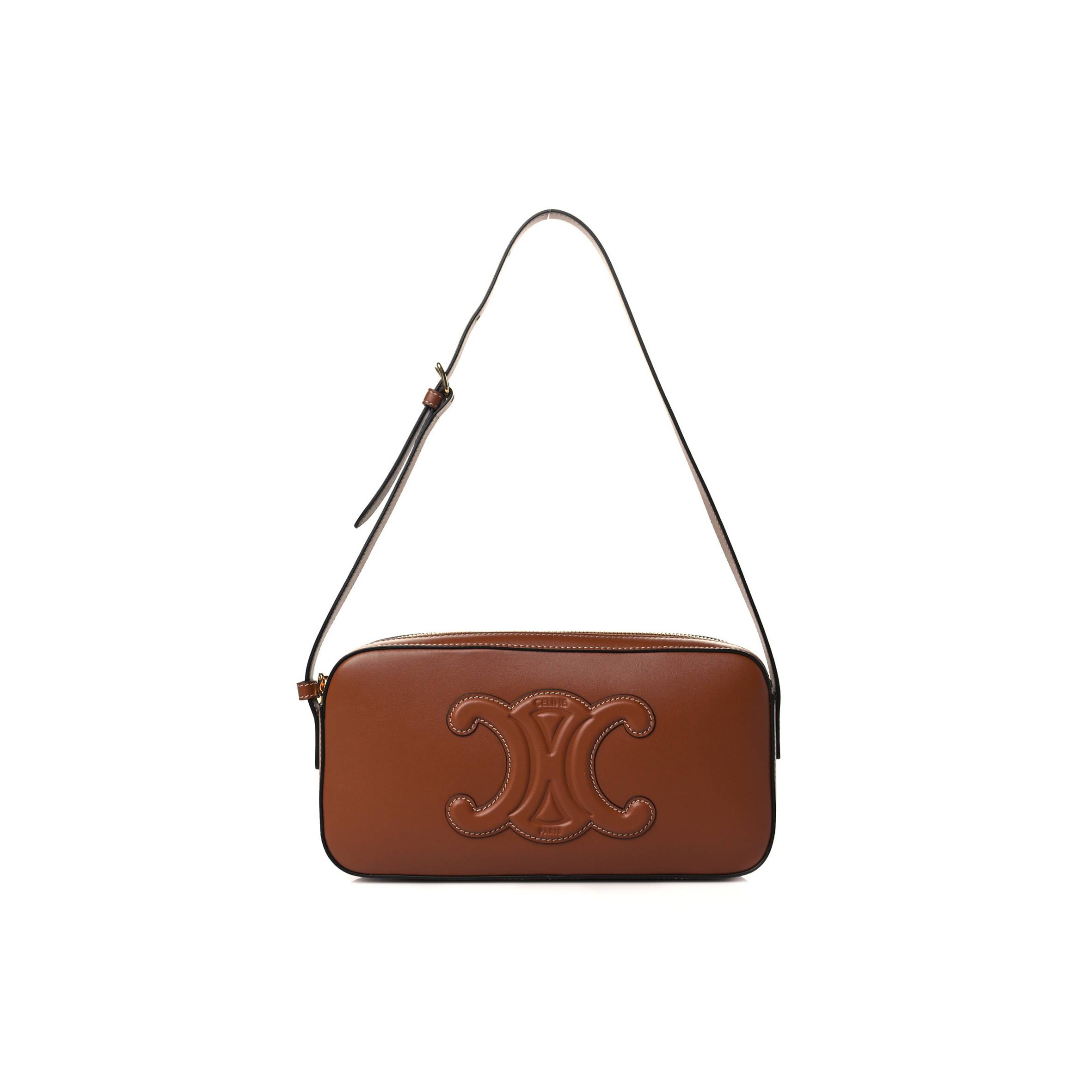 CELINE SMOOTH CALFSKIN CUIR TRIOMPHE CAMERA SHOULDER BAG TAN (27*13*4cm) CELINE SMOOTH CALFSKIN CUIR TRIOMPHE CAMERA SHOULDER BAG TAN (27*13*4cm)