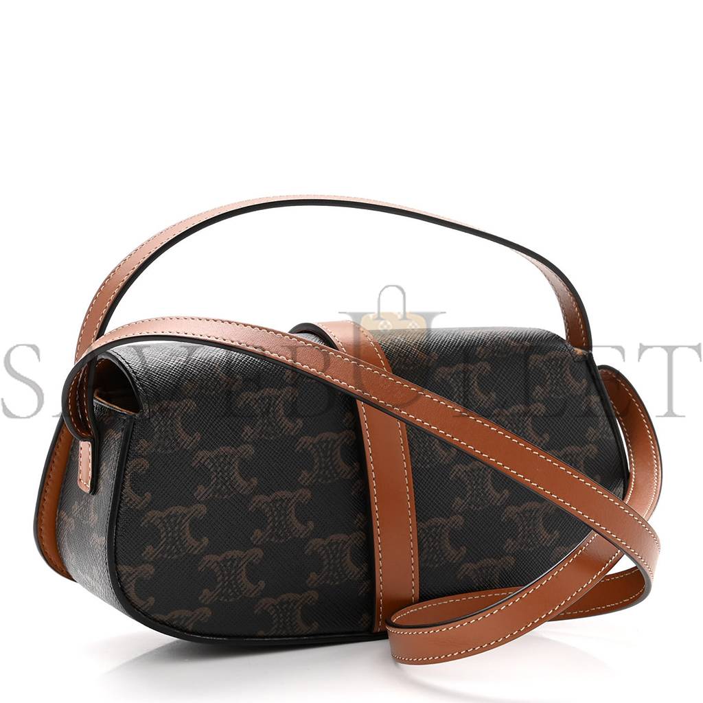 CELINE TRIOMPHE CANVAS CALFSKIN TABOU CLUTCH ON STRAP TAN (20*9*5cm) CELINE TRIOMPHE CANVAS CALFSKIN TABOU CLUTCH ON STRAP TAN (20*9*5cm)