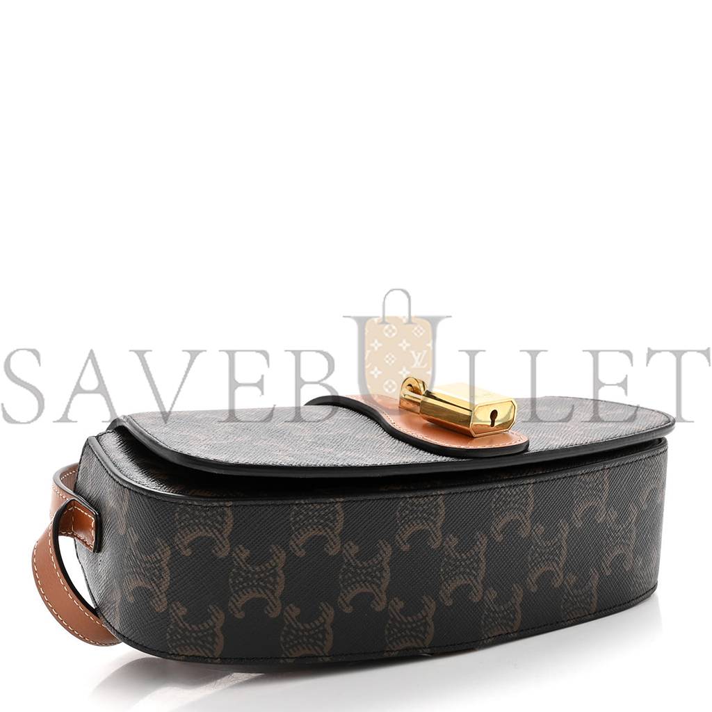 CELINE TRIOMPHE CANVAS CALFSKIN TABOU CLUTCH ON STRAP TAN (20*9*5cm) CELINE TRIOMPHE CANVAS CALFSKIN TABOU CLUTCH ON STRAP TAN (20*9*5cm)