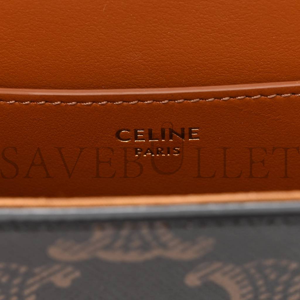 CELINE TRIOMPHE CANVAS CALFSKIN TABOU CLUTCH ON STRAP TAN (20*9*5cm) CELINE TRIOMPHE CANVAS CALFSKIN TABOU CLUTCH ON STRAP TAN (20*9*5cm)