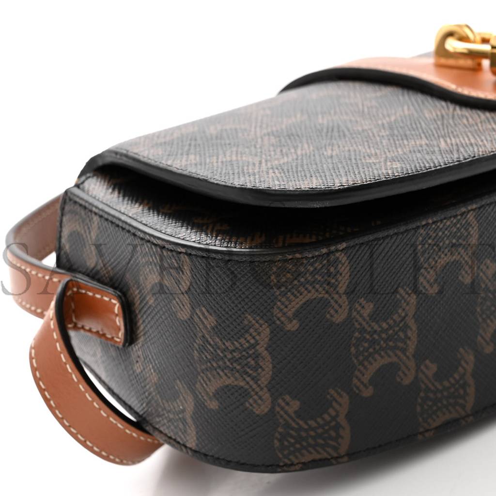 CELINE TRIOMPHE CANVAS CALFSKIN TABOU CLUTCH ON STRAP TAN (20*9*5cm) CELINE TRIOMPHE CANVAS CALFSKIN TABOU CLUTCH ON STRAP TAN (20*9*5cm)