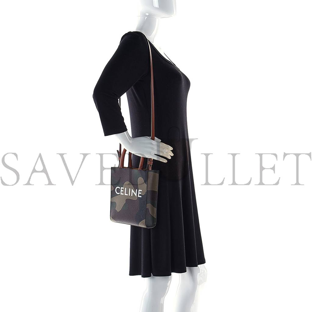 CELINE CANVAS CALFSKIN MINI VERTICAL CABAS KHAKI (20*17*6cm) CELINE CANVAS CALFSKIN MINI VERTICAL CABAS KHAKI (20*17*6cm)