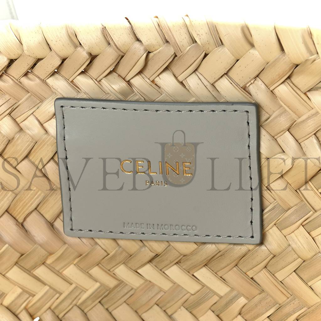 CELINE RAFFIA CALFSKIN TRIOMPHE MEDIUM PANIER SOFT BLUE (25*25*13cm) CELINE RAFFIA CALFSKIN TRIOMPHE MEDIUM PANIER SOFT BLUE (25*25*13cm)