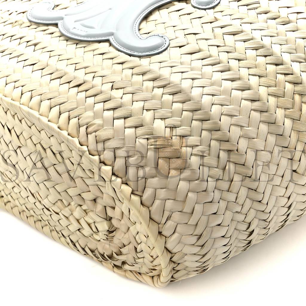 CELINE RAFFIA CALFSKIN TRIOMPHE MEDIUM PANIER SOFT BLUE (25*25*13cm) CELINE RAFFIA CALFSKIN TRIOMPHE MEDIUM PANIER SOFT BLUE (25*25*13cm)