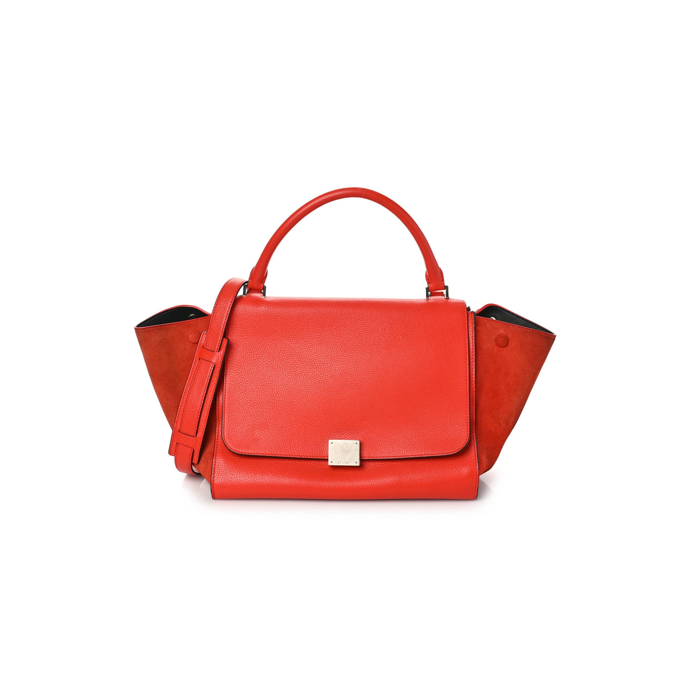 CELINE DRUMMED CALFSKIN MEDIUM TRAPEZE ORANGE (30*24*18cm) CELINE DRUMMED CALFSKIN MEDIUM TRAPEZE ORANGE (30*24*18cm)