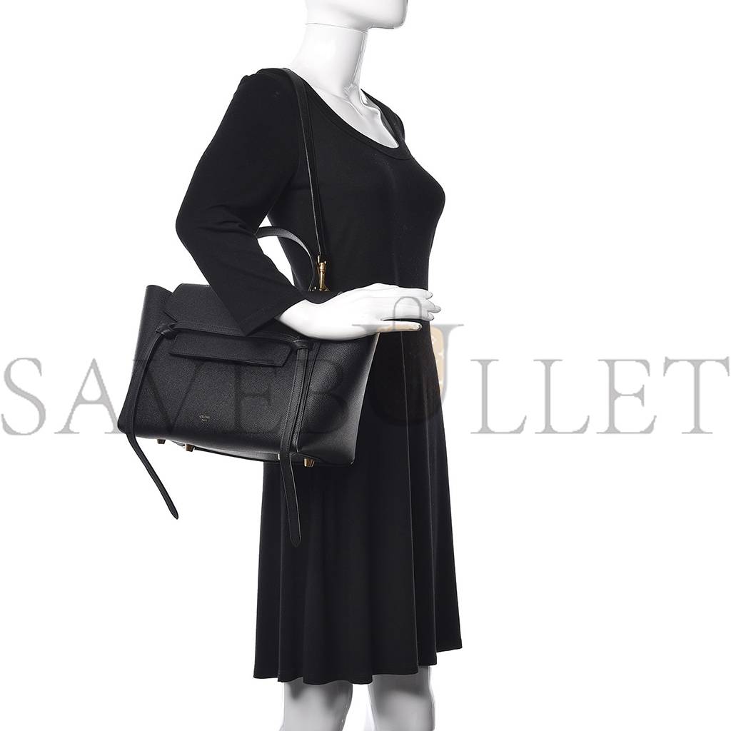 CELINE GRAINED CALFSKIN MINI BELT BAG BLACK (28*25*16cm) CELINE GRAINED CALFSKIN MINI BELT BAG BLACK (28*25*16cm)