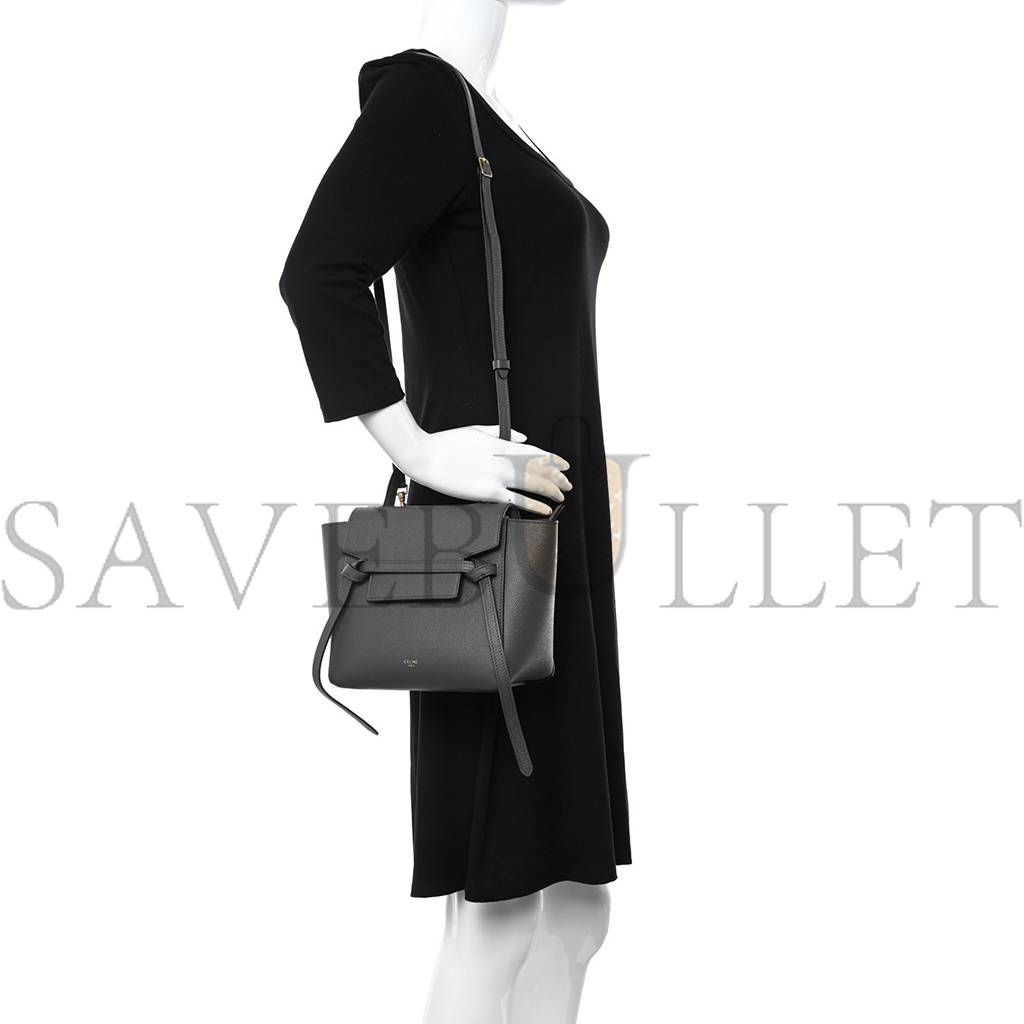 CELINE GRAINED CALFSKIN NANO BELT BAG GREY (20*19*11cm) CELINE GRAINED CALFSKIN NANO BELT BAG GREY (20*19*11cm)