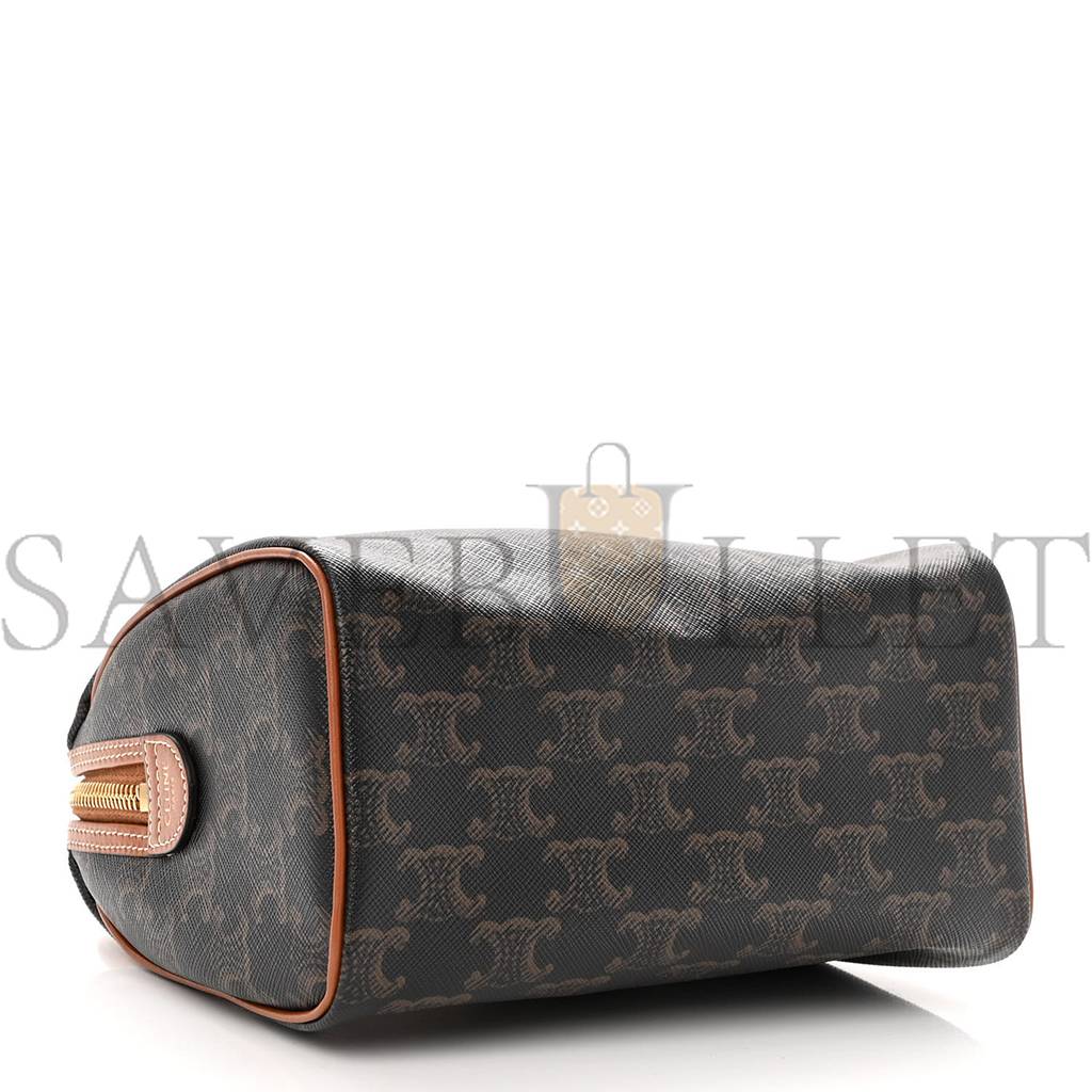 CELINE TRIOMPHE CANVAS CALFSKIN SMALL BOSTON BAG TAN (20*15*10cm) CELINE TRIOMPHE CANVAS CALFSKIN SMALL BOSTON BAG TAN (20*15*10cm)