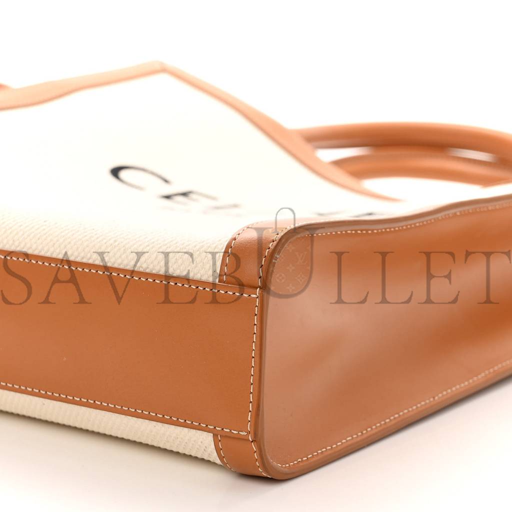 CELINE CANVAS CALFSKIN LOGO PRINT SMALL VERTICAL CABAS NATURAL TAN (33*28*8cm) CELINE CANVAS CALFSKIN LOGO PRINT SMALL VERTICAL CABAS NATURAL TAN (33*28*8cm)
