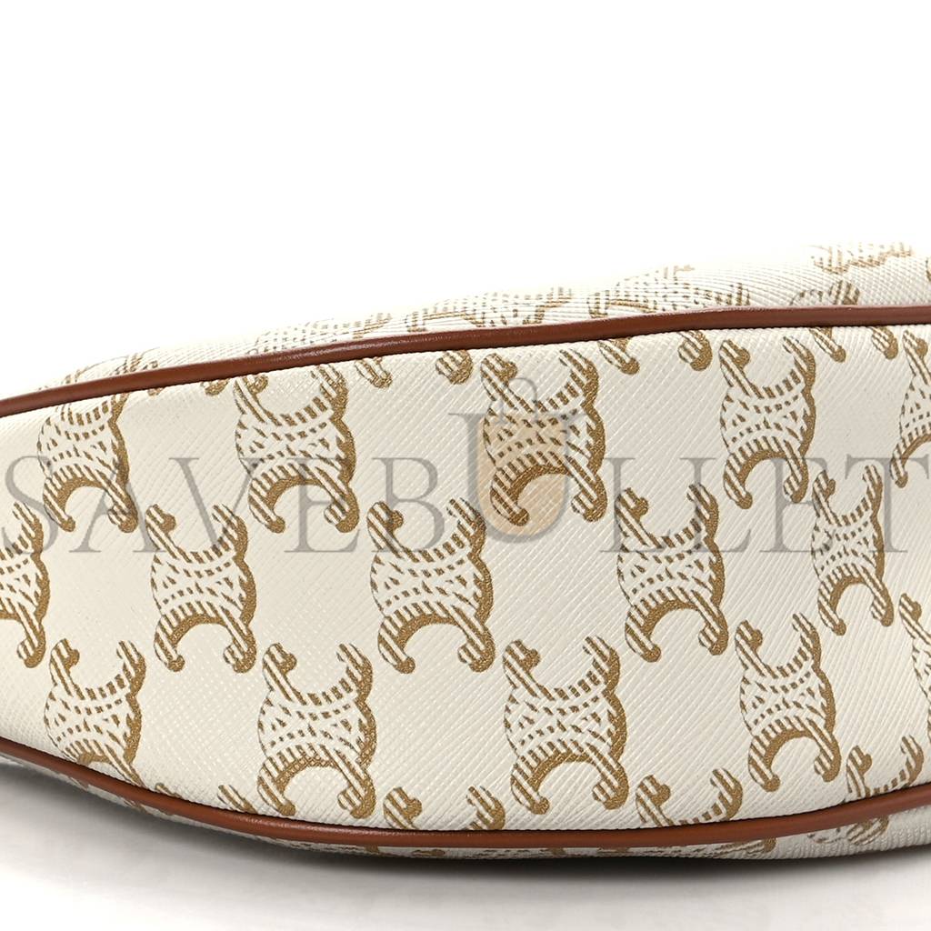 CELINE CANVAS CALFSKIN AVA TRIOMPHE SHOULDER BAG WHITE (24*13*7cm) CELINE CANVAS CALFSKIN AVA TRIOMPHE SHOULDER BAG WHITE (24*13*7cm)